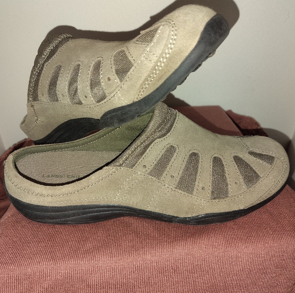 Lands End Tan Slip-On Mules size 8.5 B